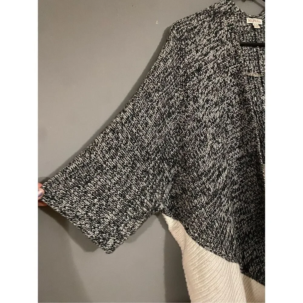 Merona Gray White Acrylic 3/4 Sleeve Open Front Cardigan Size XL